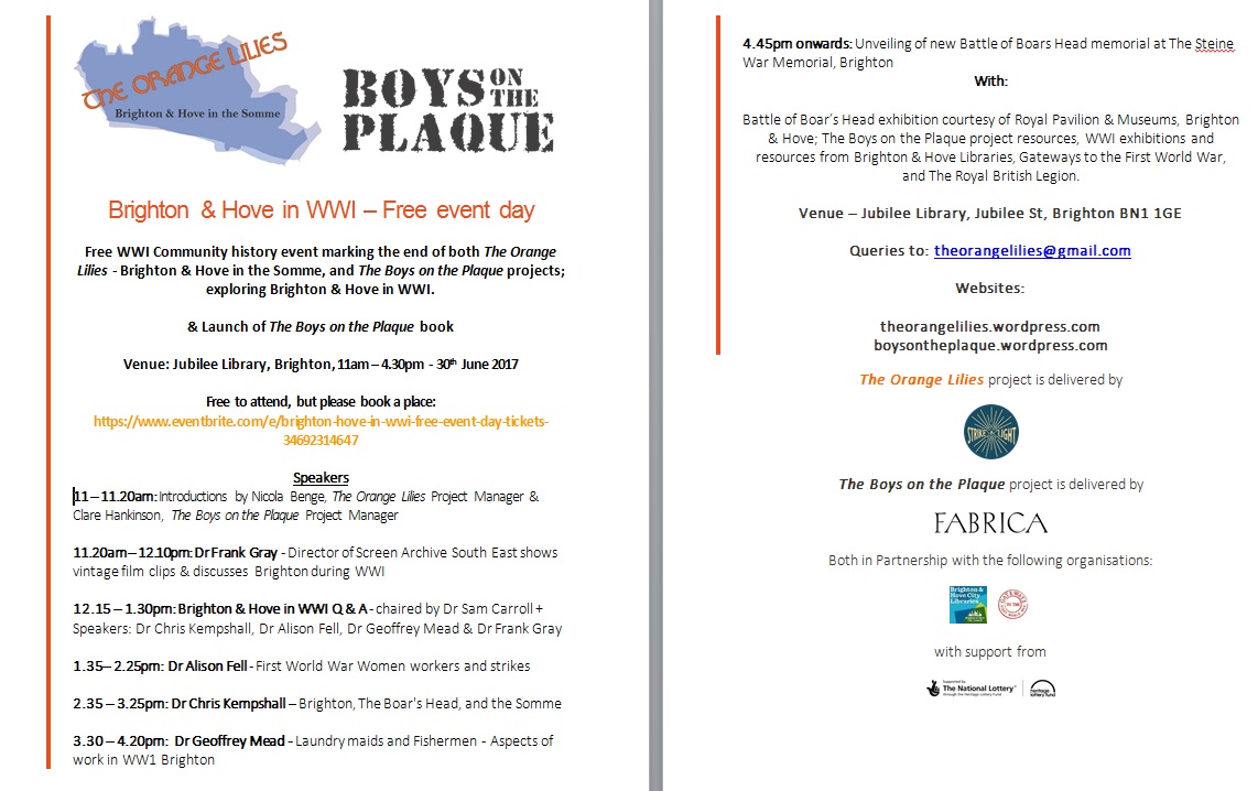 Boys on the plaque event poster