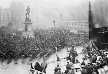 The open air cinema in Trafalgar Square opened in December 1917. 