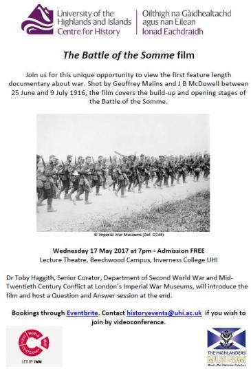 Highlands Somme film flyer