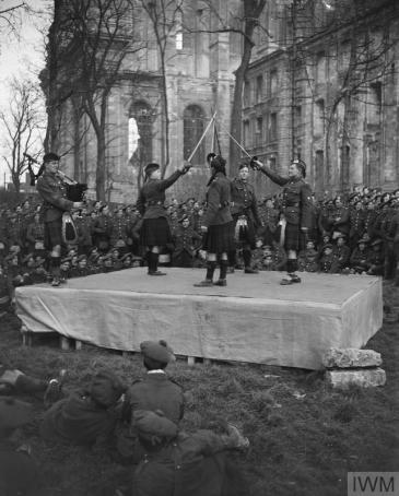 The Gordon Highlanders outside Arras Cathedral 24 January 1918